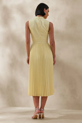 Avalon | Lemon Midi Dress With Pleated Skirt And Bow-Detail