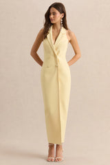 Hana | Lemon Plunge-Neck Tailored Maxi Dress