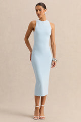 Mirana | Powder Blue High-Neck Midi-Dress
