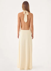 Kolisa Beaded Halter Maxi Dress - Cream