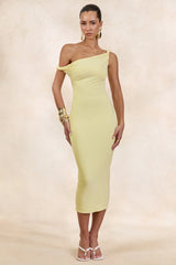 Sarafina | Lemon Twisted Asymmetric-Neck Midi Dress
