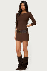 Jadey Boat Neck Mini Dress