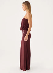 Posine Strapless Maxi Dress - Maroon