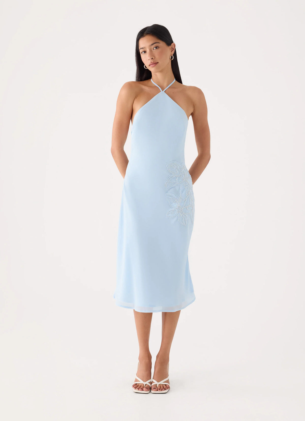 Valeska Beaded Midi Dress - Blue