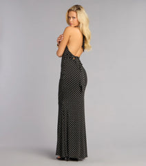 Major Charm Polka Dot Halter Maxi Dress