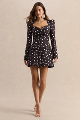 Carmen | Black & White Polka Dot Sweetheart-Neck Tailored Mini Dress