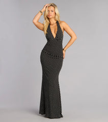 Major Charm Polka Dot Halter Maxi Dress