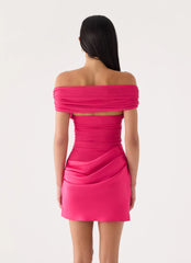 Farida Off Shoulder Mini Dress - Fuchsia