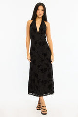Black Halter Neck Dress Burnout