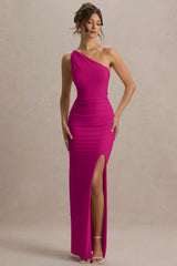 Dressing Up | Hot Pink One Shoulder Maxi Dress With Open Back Detail