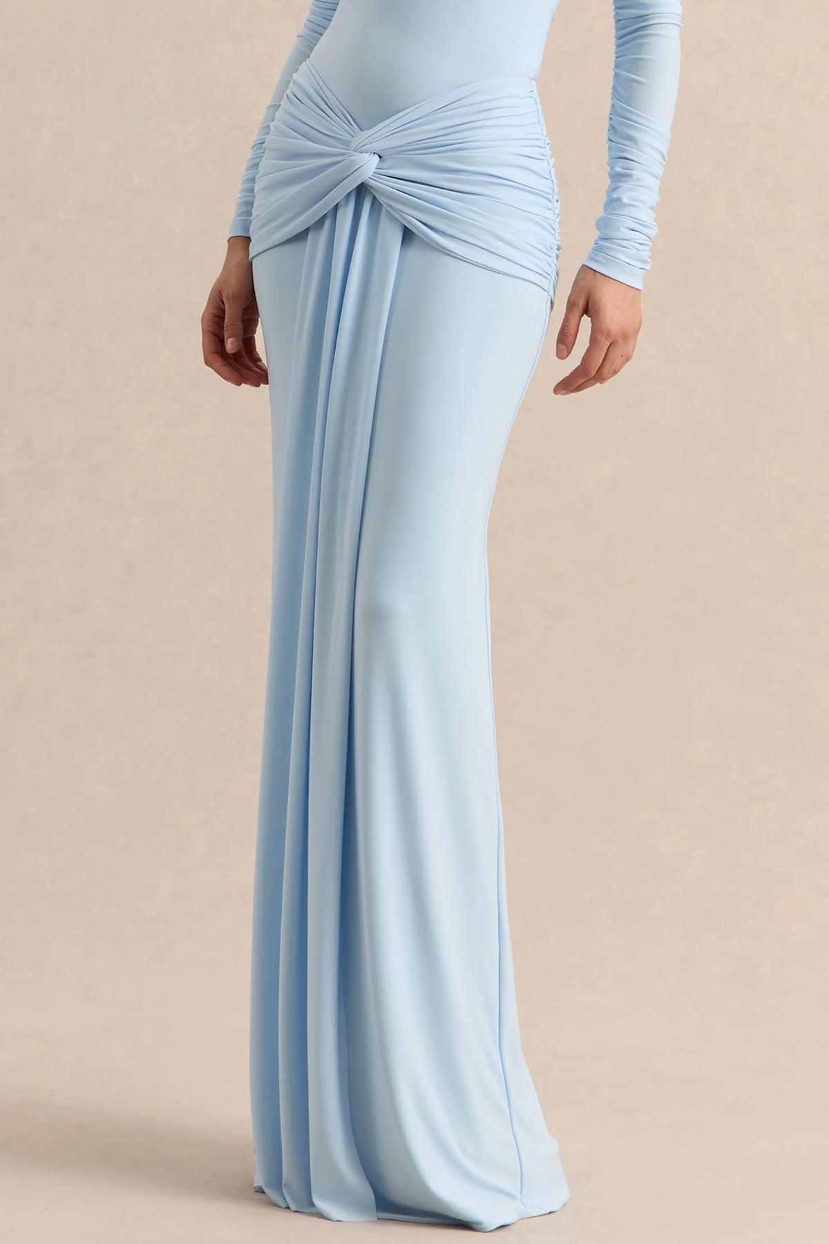 Flynne | Blue Wrapped Maxi Skirt With Sash