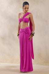 Azura | Hot Pink Wrap Maxi Skirt With Sash
