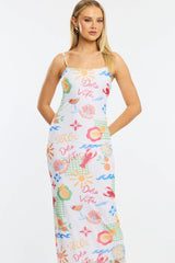 Multi Abstract Bodycon Dress Mesh