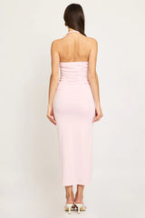 Pink Bodycon Dress Halter Neck