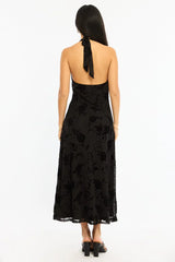 Black Halter Neck Dress Burnout