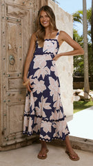 Malia Maxi Dress - Navy/Pink Floral