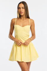 Yellow Fit And Flare Dress Back Tie