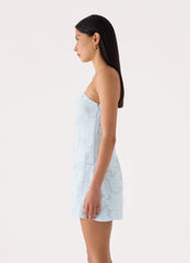 Della Lace Strapless Mini Dress - Blue