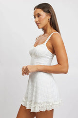 White Fit And Flare Dress Lace Fabric