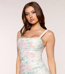 Katlyn Floral Sequin Lace-Up Dress