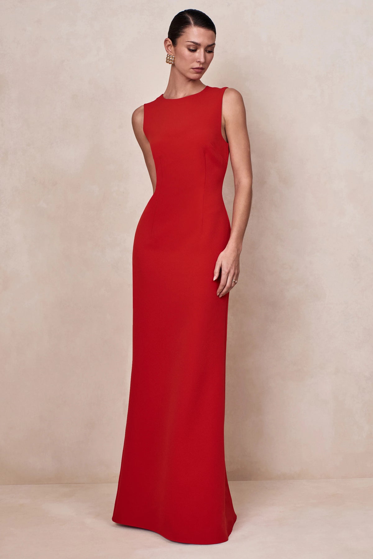 Astrelle | Red Crew-Neck Maxi Dress