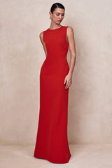 Astrelle | Red Crew-Neck Maxi Dress