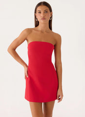 Alyse Strapless Mini Dress - Red