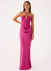Verner Halter Maxi Dress - Berry