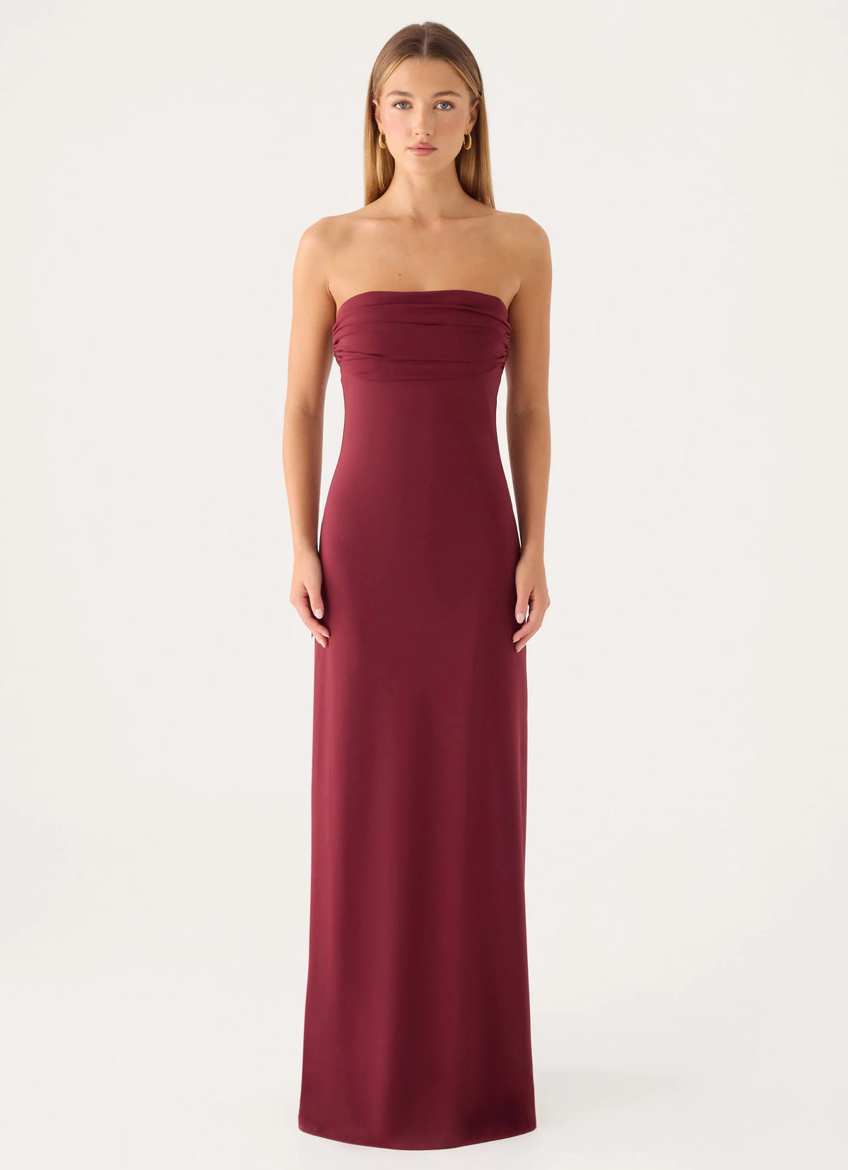 Almost Yours Strapless Maxi Dress - Burgundy