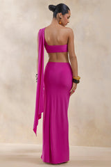 Azura | Hot Pink Wrap Maxi Skirt With Sash