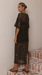 Zinnia Sequins Maxi Dress - Black