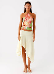 Loreta Beaded Tie Back Top - Jungle Floral