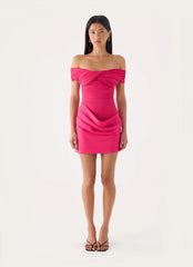 Farida Off Shoulder Mini Dress - Fuchsia