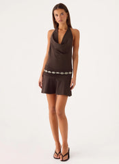 Rude Love Belt Mini Dress - Chocolate