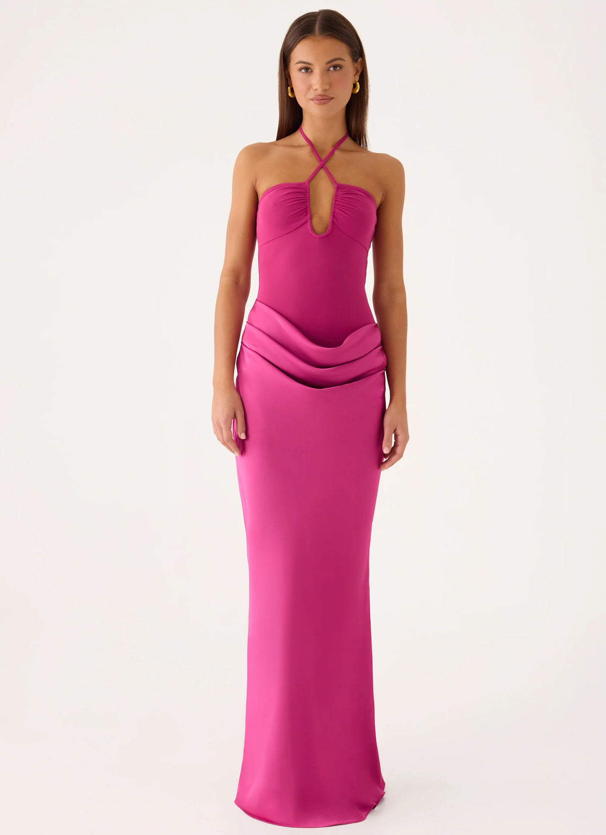 Verner Halter Maxi Dress - Berry