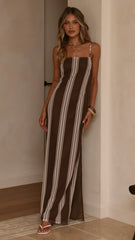 Bria Maxi Dress - Chocolate Stripe