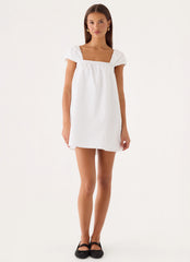 Sugar Blush Cotton Mini Dress - White