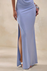 Arina | Light Blue Maxi Skirt With Split