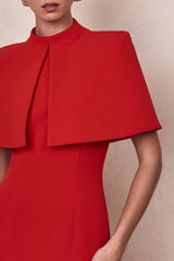 Deva | Red High-Neck Cape