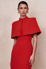 Deva | Red High-Neck Cape