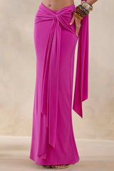 Azura | Hot Pink Wrap Maxi Skirt With Sash