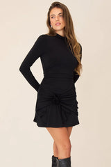 Black Mini Dress High Neck