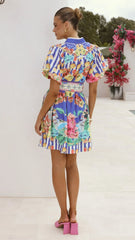 Talisha Mini Dress - Positano Cobalt