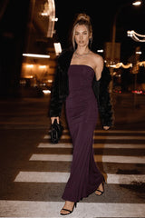 Purple Strapless Maxi Dress