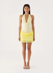 Indira Halter Mini Dress - Yellow