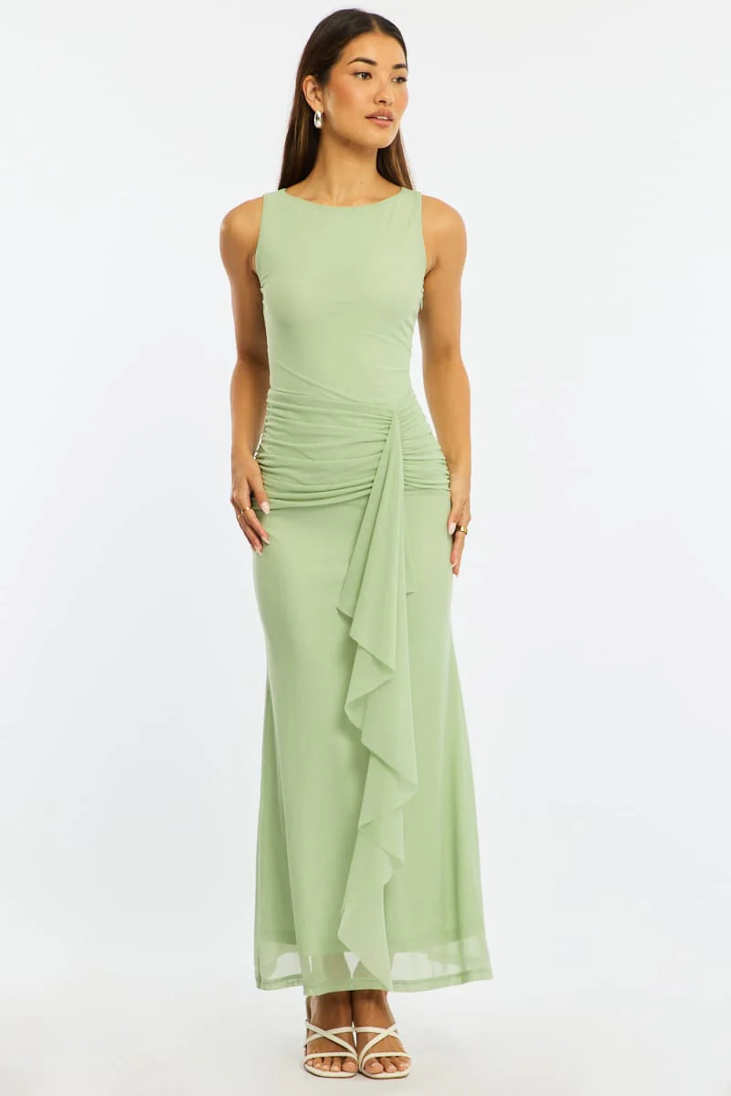 Green Maxi Dress Mesh