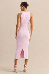 Mirana | Light Pink High-Neck Midi-Dress