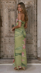 Lena Maxi Dress - Olive Floral