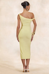Sarafina | Lemon Twisted Asymmetric-Neck Midi Dress