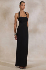 Heloira | Black Sweetheart-Neck Maxi Dress